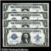 Image 1 : Fr. 238 $1 1923 Silver Certificates Cut Sheet of Four Fr. 238 $1 1923 Silver Certificates Cut Sheet 