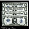 Image 1 : Fr. 238 $1 1923 Silver Certificates Cut Sheet of Four G Fr. 238 $1 1923 Silver Certificates Cut Shee