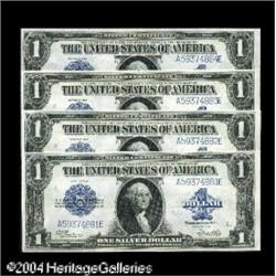 Fr. 238 $1 1923 Silver Certificates Cut Sheet of Four Fr. 238 $1 1923 Silver Certificates Cut Sheet 