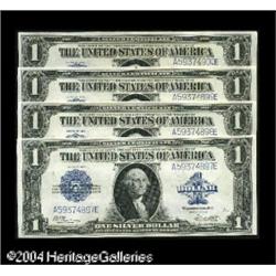 Fr. 238 $1 1923 Silver Certificates Cut Sheet of Four Fr. 238 $1 1923 Silver Certificates Cut Sheet 