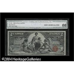 Fr. 248 $2 1896 Silver Certificate Fine-Very Fine. This Fr. 248 $2 1896 Silver Certificate CGA Gem U