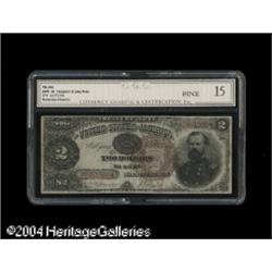 Fr. 353 $2 1890 Treasury Note CGC Fine 15. An at Fr. 353 $2 1890 Treasury Note CGC Fine 15.