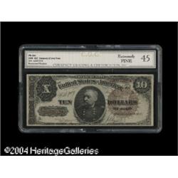 Fr. 366 $10 1890 Treasury Note Fine. A solid, problem-f Fr. 366 $10 1890 Treasury Note CGC Extremely