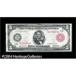 Fr. 833b $5 1914 Red Seal Federal Reserve Note Very Fin Fr. 833b $5 1914 Red Seal Federal Reserve No