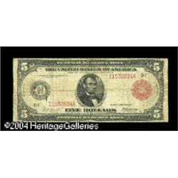 Fr. 840b $5 1914 Red Seal Federal Reserve Note Fine. A Fr. 840b $5 1914 Red Seal Federal Reserve Not