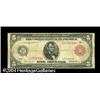 Image 1 : Fr. 840b $5 1914 Red Seal Federal Reserve Note Fine. A Fr. 840b $5 1914 Red Seal Federal Reserve Not