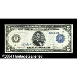 Fr. 844 $5 1914 Federal Reserve Note Star Note. Choice Fr. 844 $5 1914 Federal Reserve Star Note. Ch