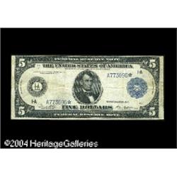 Fr. 847a $5 1914 Federal Reserve Star Note Fine. A Fr. 847a $5 1914 Federal Reserve Star Note Fine.