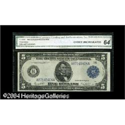 Fr. 847b $5 1914 Federal Reserve Note CGA Choice Uncirc Fr. 847b $5 1914 Federal Reserve Note CGA Ch