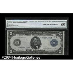 Fr. 871b $5 1914 Federal Reserve Note CGA Gem Uncircula Fr. 871b $5 1914 Federal Reserve Note CGA Ge