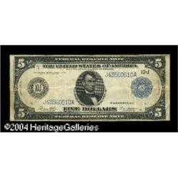 Switzerland-Glarus, Fr. 883b $5 1914 Federal Reserve Very Fine. This "b Fr. 883b $5 1914 Federal Res