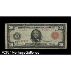 Fr. 958a $20 1914 Red Seal Federal Reserve Note Fine. A Fr. 958a $20 1914 Red Seal Federal Reserve N