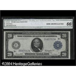 Fr. 999 $20 1914 Federal Reserve Note CGA Gem Uncircu Fr. 999 $20 1914 Federal Reserve Note CGA Gem 