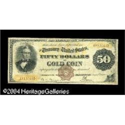 Fr. 1190 $50 1882 Gold Certificate Fine. Only five Fr. Fr. 1190 $50 1882 Gold Certificate Fine.