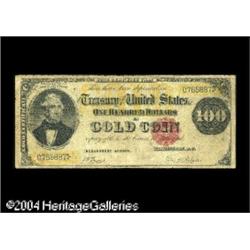 Fr. 1206 $100 1882 Gold Certificate Very Good. The Fr. 1206 $100 1882 Gold Certificate Very Good.