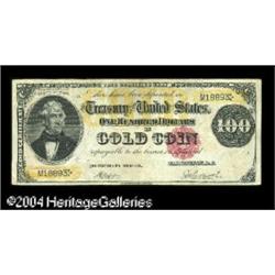 Fr. 1212 $100 1882 Gold Certificate Very Fine. Abou Fr. 1212 $100 1882 Gold Certificate Very Fine.