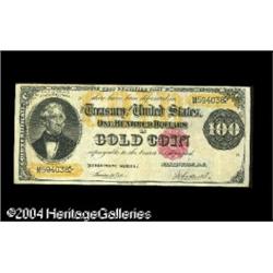 Fr. 1214 $100 1882 Gold Certificate Very Fine. A letter Fr. 1214 $100 1882 Gold Certificate Very Fin