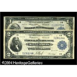 Two Minneapolis Federal Reserve Bank Notes Fr. 734 $ 19 Two Minneapolis Federal Reserve Bank Notes.