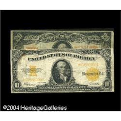 Two Gold Certificates. A Ten Dollar Fr. 1173 grading Ab Two Gold Certificates.