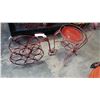 Image 2 : SMALL RED IRON BIKE WINE HOLDER AND RED IRON GARDEN PLANT HOLDER CHAIR