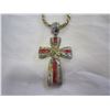 Image 2 : COPPERMOON NECKLACE AND EARRINGS SETS FROM INUKSHUK AND STAMPED 925 ITALY SILVER NECKLACE W/ CROSS P