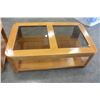 Image 2 : OAK GLASSTOP COFFEE TABLE AND END TABLE