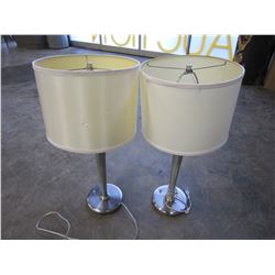 PAIR OF MODERN CHROME TABLE LAMPS