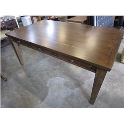 ASHLEY SIGNATURE FLOOR MODEL DINING TABLE WITH 6 DRAWERS, MINOR DAMAGE ON ONE CORNER, RETAIL $899