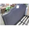 Image 3 : NEW FLOOR MODEL QUEENSIZE GREY UPHOLSTERED PLATFORM BEDFRAME, RETAIL $1199