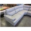 Image 2 : NEW GENUINE GREY STITCHED LEATHER 3 PIECE MODERN SECTIONAL SOFA, RETAIL $4198