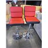 Image 1 : NEW PAIR OF RED AND BLACK LEATHER ADJUSTABLE GAS LIFT BAR STOOLS RETAIL $149 EACH