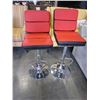 Image 1 : NEW PAIR OF RED AND BLACK LEATHER ADJUSTABLE GAS LIFT BAR STOOLS RETAIL $149 EACH
