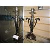Image 2 : 2 SILVER HEAVY METAL CANDLE HOLDERS