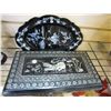 Image 1 : MOTHER OF PEARL IN LAID LAQUER TABACCO BOX AND MOTHER OF PEARL IN LAID DISH
