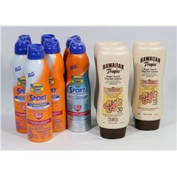 BAG OF ASSORTED SUNTAN LOTION.