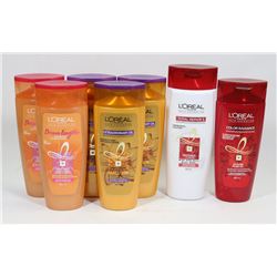 BAG OF ASSORTED L'OREAL SHAMPOO AND CONDITIONER.