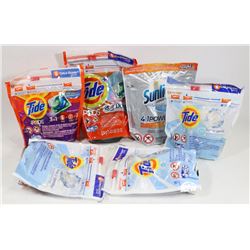 BAG OF ASSORTED LAUNDRY DETERGENT PODS.