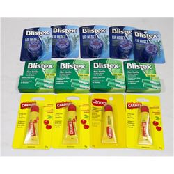 BAG OF ASSORTED LIP CARE PRODUCTS.