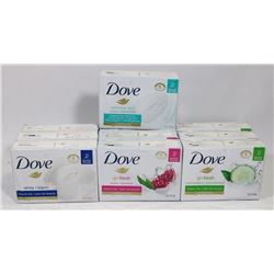 BAG OF ASSORTED DOVE SOAP BARS.