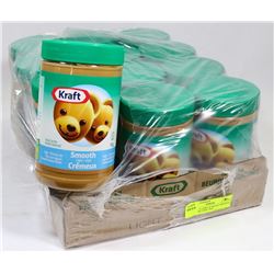 FLAT OF 12 JARS OF KRAFT SMOOTH PEANUT BUTTER. 1KG