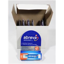 BOX OF ABREVA COLD SORE TREATMENT PUMP, 6 IN BOX.