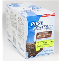 3 BOXES OF PURE PROTEIN BARS. 6 BARS PER BOX.