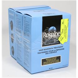 3 BOXES OF ROGAINE HAIR REGROWTH TREATMENT.
