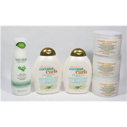 BAG OF ASSORTED SHAMPOOS AND CONDITIONERS.