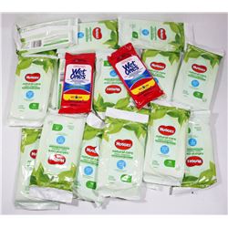BAG OF TRAVEL SIZE HUGGIES NATURAL CARE WIPES.