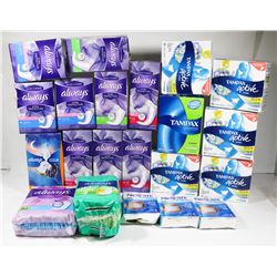 BAG OF MISC INCLUDING PADS, TAMPONS AND BANDAGES.