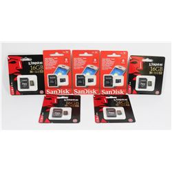 BAG OF MICRO SDHC CARDS WITH ADAPTERS.