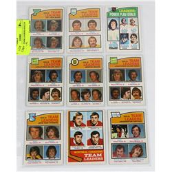 SHEET OF TEAM LEADERS HOCKEY CARDS 75-76,