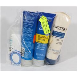 BAG OF ASSORTED MOISTURIZERS AND CONDITIONERS.