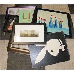 LARGE PILE OF ASSORTED WALL HANGINGS